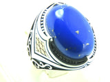 Turkish Handmade Jewelry 925 Sterling Silver Lapis Stone Men's Rings