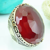 Turkish Handmade Jewelry 925 Sterling Silver Ruby Stone Mens Rings