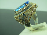 Turkish Handmade Jewelry 925 Sterling Silver Aquamarine Stone Ladies Rings