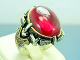 Turkish Handmade Jewelry 925 Sterling Silver Ruby Stone Mens Rings
