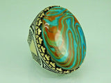 Turkish Handmade Jewelry 925 Sterling Silver Turquoise Stone Mens Rings