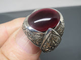 Turkish Handmade Jewelry 925 Sterling Silver Ruby Stone Mens Rings