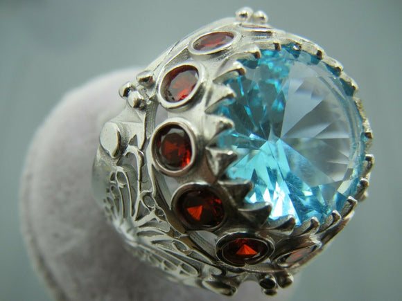 Turkish Handmade Jewelry 925 Sterling Silver Aquamarine Stone Men's Ring Sz 11