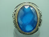 Turkish Handmade Jewelry 925 Sterling Silver Aquamarine Stone Mens Rings