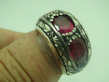 Turkish Handmade Jewelry 925 Sterling Silver Ruby Stone Mens Rings