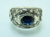 Turkish Handmade Jewelry 925 Sterling Silver Sapphire Stone Mens Rings