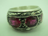Turkish Handmade Jewelry 925 Sterling Silver Ruby Stone Mens Rings