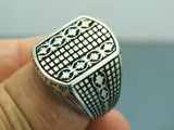 Turkish Handmade Jewelry 925 Sterling Silver Shield Design Mens Rings