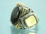 Turkish Handmade Jewelry 925 Sterling Silver Onyx Stone Mens Rings