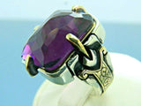 Turkish Handmade Jewelry 925 Sterling Silver Amethyst Stone Men's Rings