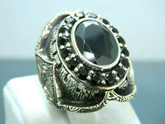 Turkish Handmade Jewelry 925 Sterling Silver Onyx Stone Mens Rings