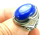 Turkish Handmade Jewelry 925 Sterling Silver Lapis Stone Men's Rings