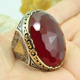 Turkish Handmade Jewelry 925 Sterling Silver Ruby Stone Mens Rings