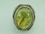 Turkish Handmade Jewelry 925 Sterling Silver Amber Stone Engraved Mens Rings