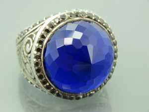 Turkish Handmade Jewelry 925 Sterling Silver Sapphire Stone Mens Rings