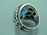 Turkish Handmade Jewelry 925 Sterling Silver Aquamarine Stone Mens Rings