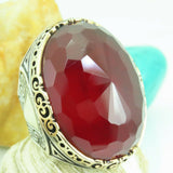 Turkish Handmade Jewelry 925 Sterling Silver Ruby Stone Mens Rings