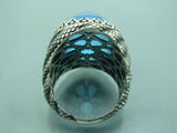 Turkish Handmade Jewelry 925 Sterling Silver Aquamarine Stone Mens Rings