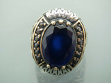 Turkish Handmade Jewelry 925 Sterling Silver Sapphire Stone Mens Rings