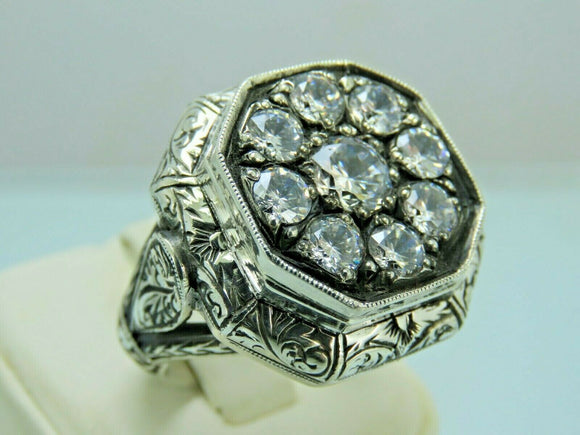 Turkish Handmade Jewelry 925 Sterling Silver Zircon Stone Mens Rings