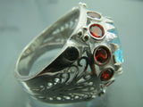 Turkish Handmade Jewelry 925 Sterling Silver Aquamarine Stone Men's Ring Sz 11