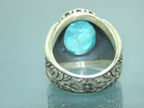 Turkish Handmade Jewelry 925 Sterling Silver Quartz Stone Engraved Mens Rings