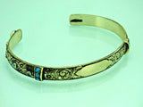 Turkish Handmade Jewelry 925 Sterling Silver Turquoıse Stone Mens Bangle