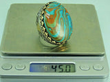 Turkish Handmade Jewelry 925 Sterling Silver Turquoise Stone Mens Rings