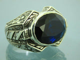 Turkish Handmade Jewelry 925 Sterling Silver Sapphire Stone Mens Rings