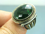 Turkish Handmade Jewelry 925 Sterling Silver Emerald Stone Mens Rings