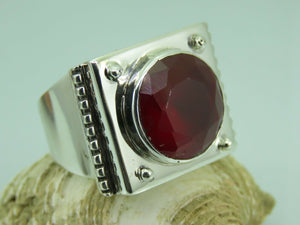 Turkish Handmade Jewelry 925 Sterling Silver Ruby Stone Mens Rings