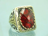 Turkish Handmade Jewelry 925 Sterling Silver Ruby Stone Mens Rings