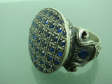 Turkish Handmade Jewelry 925 Sterling Silver Sapphire Stone Mens Rings