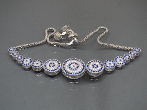 Turkish Handmade Jewelry 925 Sterling Silver Sapphire Stone Womens Bracelet