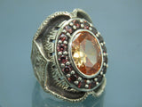 Turkish Handmade Jewelry 925 Sterling Silver Quartz Stone Mens Rings