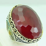 Turkish Handmade Jewelry 925 Sterling Silver Ruby Stone Mens Rings