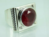 Turkish Handmade Jewelry 925 Sterling Silver Ruby Stone Mens Rings