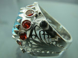 Turkish Handmade Jewelry 925 Sterling Silver Aquamarine Stone Men's Ring Sz 11