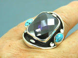 Turkish Handmade Jewelry 925 Sterling Silver Amethyst Stone Men's Rings