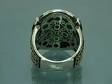 Turkish Handmade Jewelry 925 Sterling Silver Emerald Stone Mens Rings