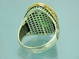 Turkish Handmade Jewelry 925 Sterling Silver Emerald Stone Mens Rings