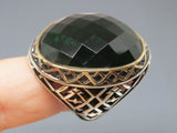 Turkish Handmade Jewelry 925 Sterling Silver Emerald Stone Mens Rings