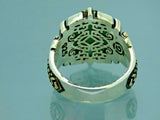 Turkish Handmade Jewelry 925 Sterling Silver Emerald Stone Mens Rings