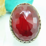 Turkish Handmade Jewelry 925 Sterling Silver Ruby Stone Mens Rings