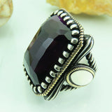 Turkish Handmade Jewelry 925 Sterling Silver Amethyst Stone Mens Rings