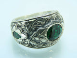 Turkish Handmade Jewelry 925 Sterling Silver Emerald Stone Mens Rings