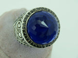 Turkish Handmade Jewelry 925 Sterling Silver Sapphire Stone Mens Rings