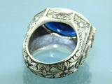 Turkish Handmade Jewelry 925 Sterling Silver Sapphire Stone Mens Rings