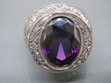 Turkish Handmade Jewelry 925 Sterling Silver Amethyst Stone Men's Rings