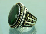 Turkish Handmade Jewelry 925 Sterling Silver Emerald Stone Mens Rings